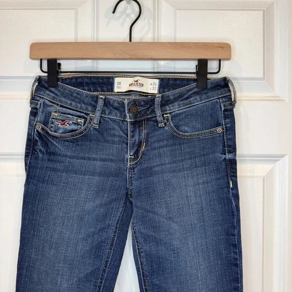 Hollister Low Rise Bootcut Jeans Dark Wash Denim Size 0R - Picture 2 of 6